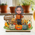 Grandma's Pumpkin Patch Fall Season Tier Tray Decor Personalized 2-Layer Standing Wooden Plaque