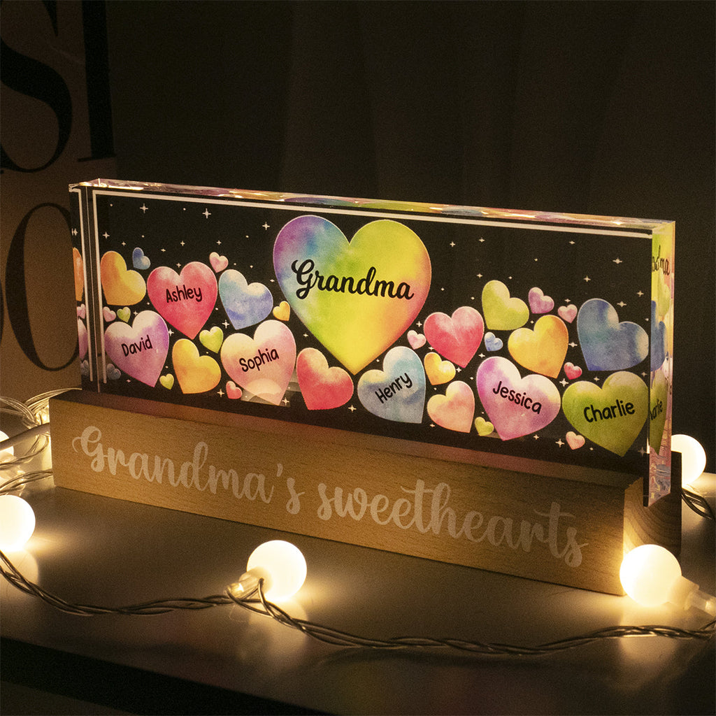 Grandma¡®s Mom Sweethearts Personalized Acrylic Block LED Night Light