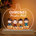 Grandma¡®s Pumpkin Patch Watercolor Cute Kids Fall Season Gift Personalized Pumpkin Shaped Acrylic Plaque With Warm LED Night Light